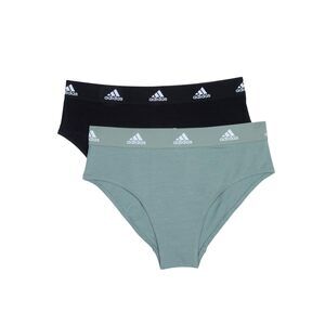adidas Women's Cotton Logo Bikini Underwear 2-Pack, Silvergreen/Black, Medium